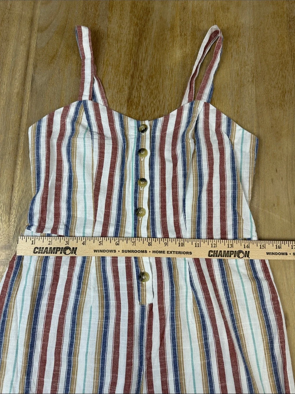 Boho Striped Button-Front Wide-Leg Jumpsuit - Picture 6 of 9